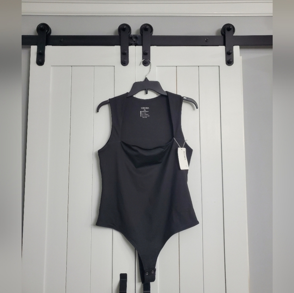 REORIA Butsmooth® Sleeveless Square Neck Double Lined Basic Bodysuit! NEW!